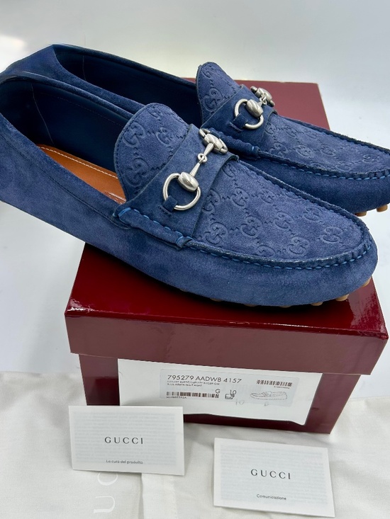 Men’s Gucci GG Embossed Suede Driver Loafers.  Size 10/ Fits 11US. MADE IN ITALY main image 6